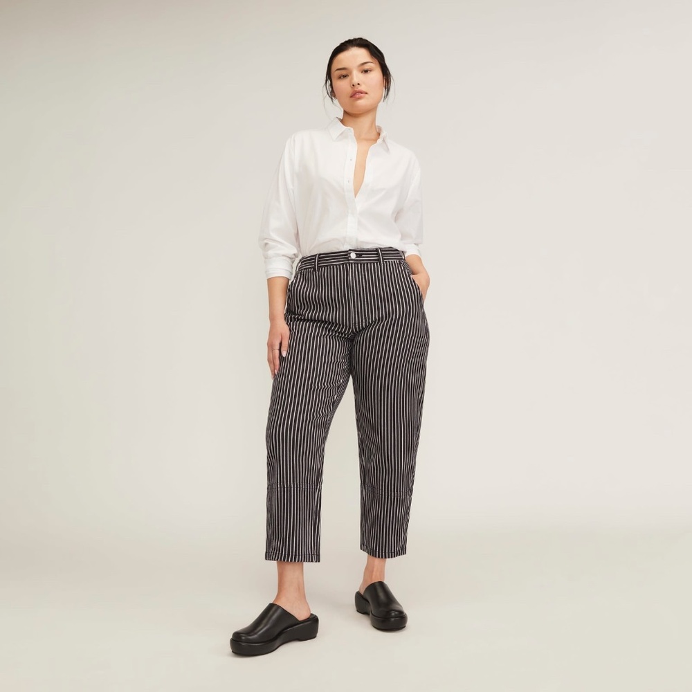 Everlane Black and White Striped Trousers